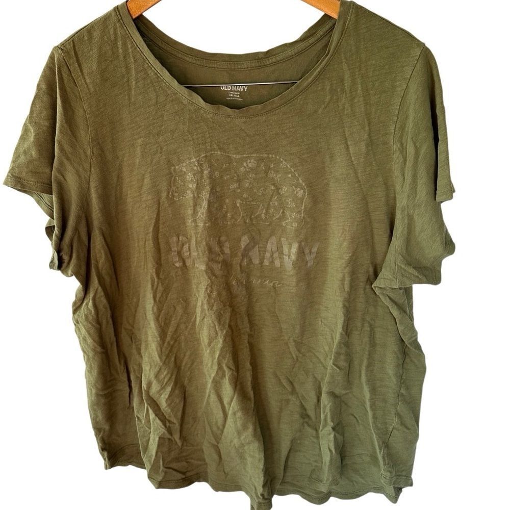 TALL Old Navy Olive Green Short Sleeve Tee Women’s Size XXL Tall Soft Relaxed